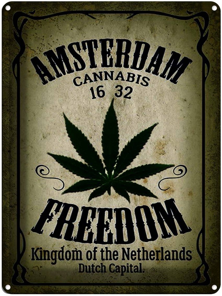Blechschild 40x30 cm Cannabis Amsterdam freedom Kingdom