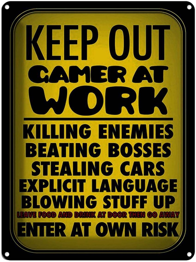 Blechschild 40x30 cm Keep out gamer at work enter