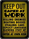Blechschild 40x30 cm Keep out gamer at work enter