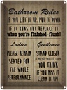 Blechschild 40x30 cm Bathroom Rules Ladies Gentlemen