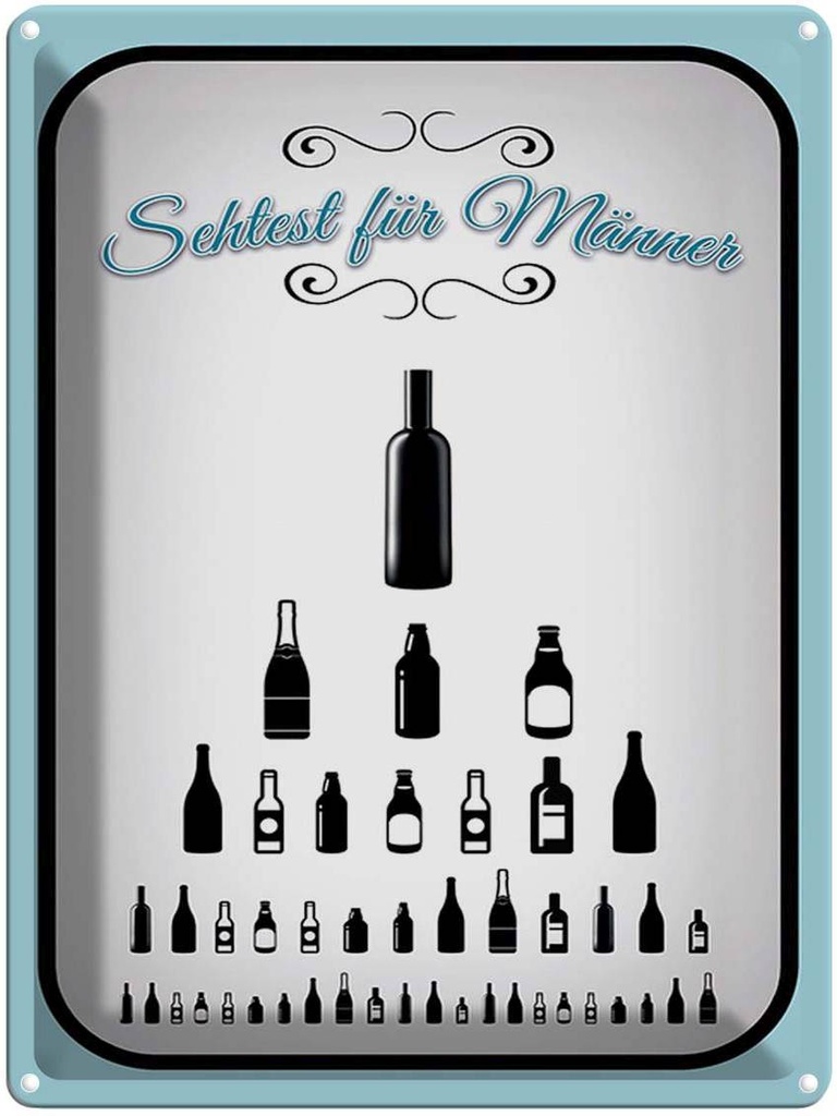 [LA-1791593] Blechschild 40x30 cm Sehtest für Männer Bier Alkohol Spruch Zitat Bar Club