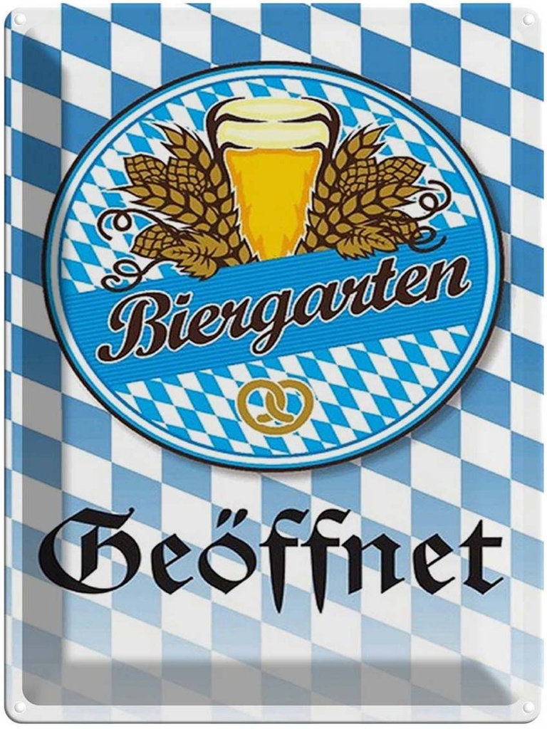 [LA-1791600] Blechschild 40x30 cm Biergarten Bier Brezel Bayern Bar Club Alkohol