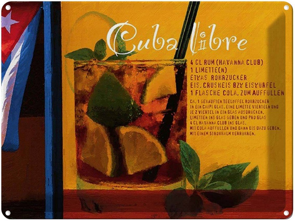 [LA-1791611] Blechschild 30x40 cm Cuba Libre Rezept Rum Havanna Bar Club Alkohol