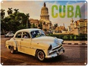 Blechschild 30x40 cm Cuba Auto weißer Oldtimer