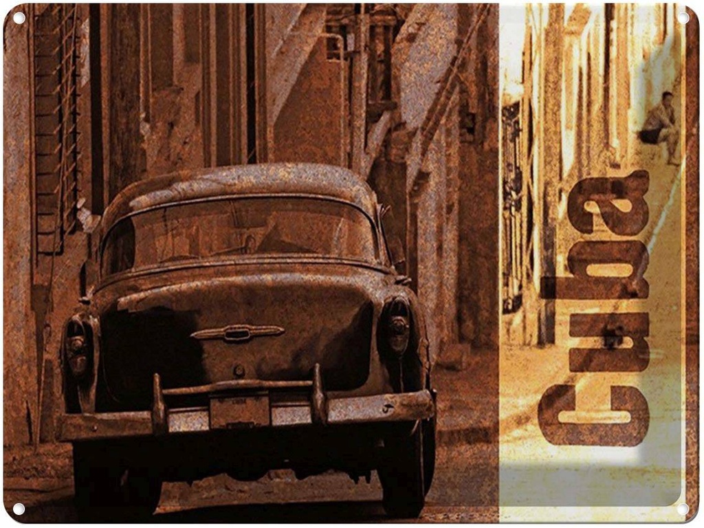 Blechschild 30x40 cm Kuba Auto Oldtimer Retro