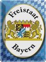 Blechschild 40x30 cm Freistaat Bayern Wappen