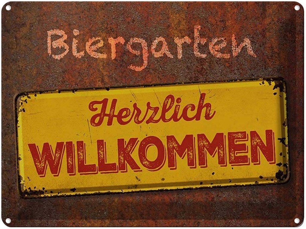 [LA-1791628] Blechschild 30x40 cm Biergarten herzlich willkommen Bar Club Alkohol
