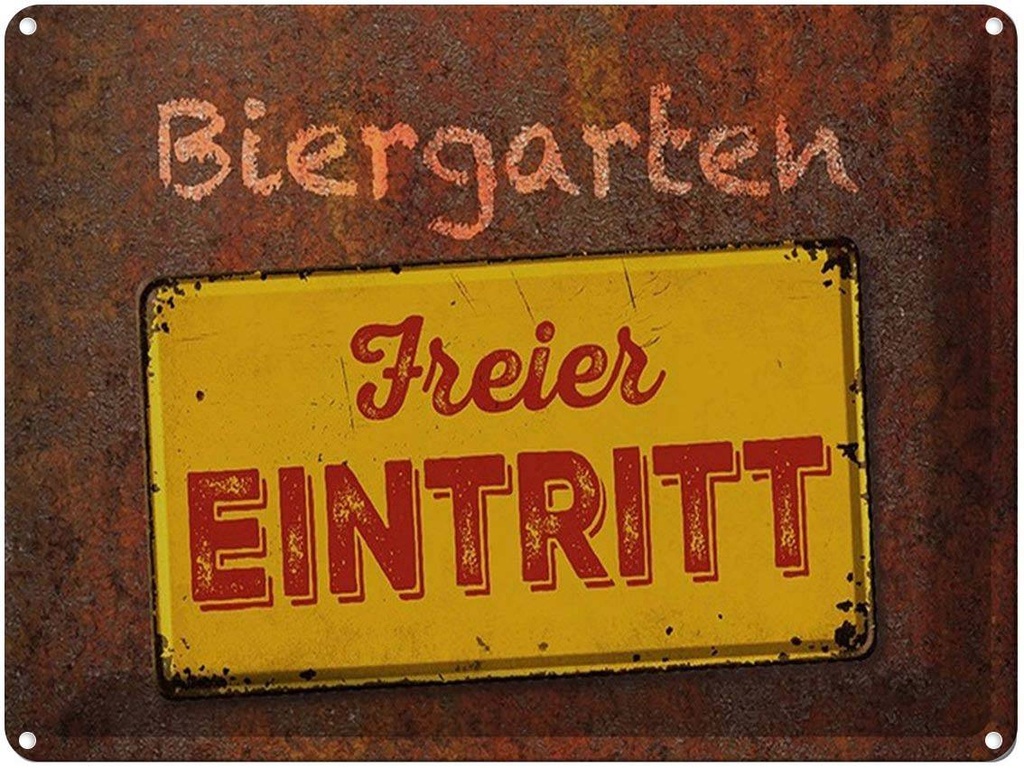 [LA-1791629] Blechschild 30x40 cm Biergarten freier Eintritt Bar Club Alkohol