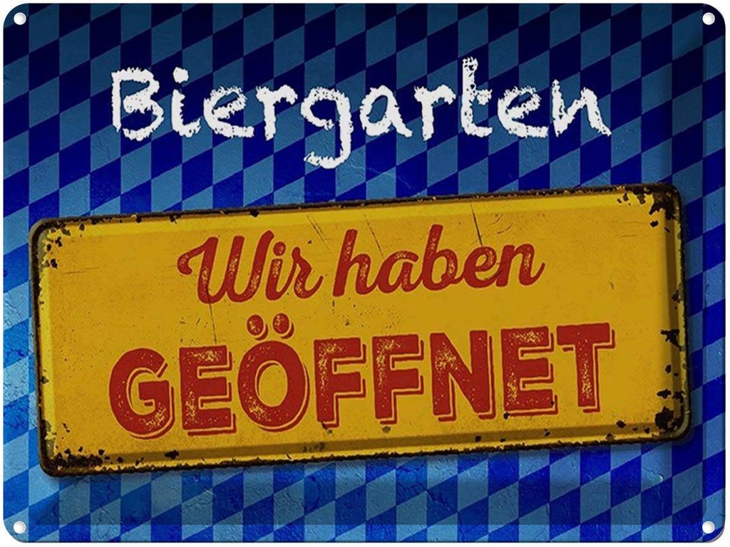 [LA-1791631] Blechschild 30x40 cm Bayern Biergarten wir haben geöffnet Bar Club Alkohol