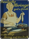 Blechschild 40x30 cm Fisch Deutsche Heringe gut frisch Hofladen Marktstand Laden Werbeschild
