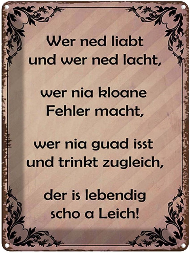 [LA-1791644] Blechschild 40x30 cm wer ned liabt und lacht Spruch Zitat