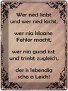 Blechschild 40x30 cm wer ned liabt und lacht Spruch Zitat