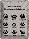 Blechschild 40x30 cm Lexikon Tierpfotenabdrücke Tiere