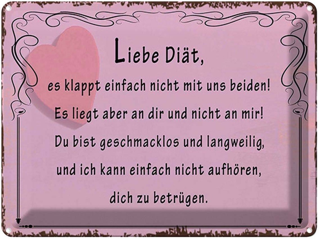 [LA-1791670] Blechschild 30x40 cm liebe Diät klappt nicht mit uns