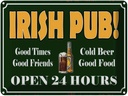 Blechschild 30x40 cm Irish Pub gold Beer open 24