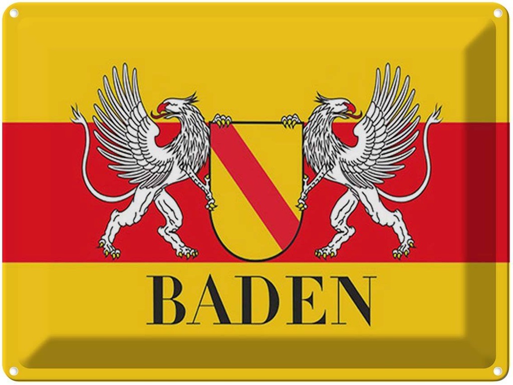 [LA-1791695] Blechschild 30x40 cm Flagge Baden Wappen Fahne