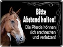 Blechschild 30x40 cm bitte Abstand halten Pferde Spruch Zitat