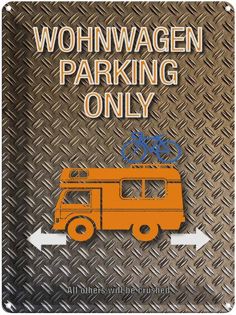 Blechschild 40x30 cm Wohnwagen parking only