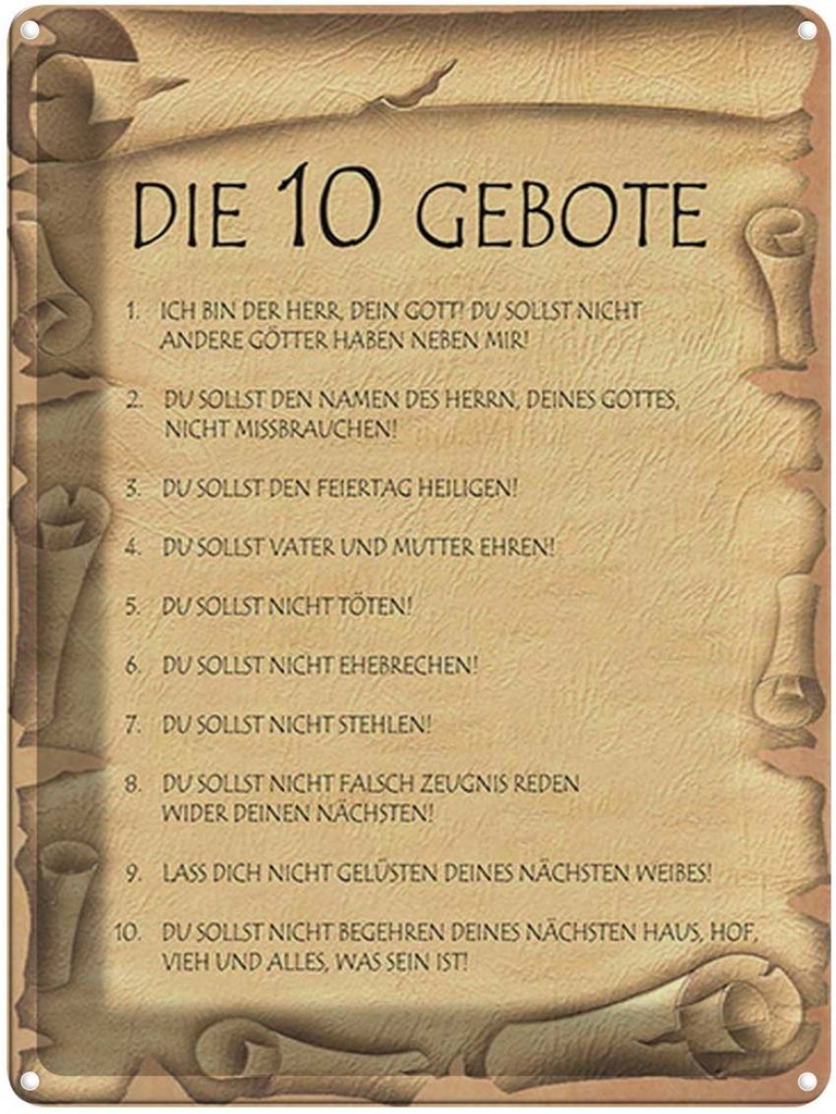 [LA-1791712] Blechschild 40x30 cm die 10 Gebote Gottes bin Herr Spruch Zitat