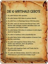 Blechschild 40x30 cm die 10 Wirtshaus Gebote Spruch Zitat