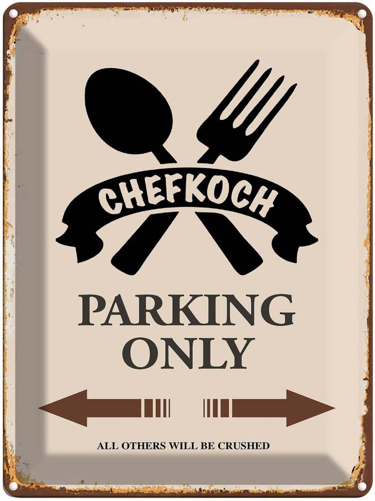 Blechschild 40x30 cm Chefkoch parking only