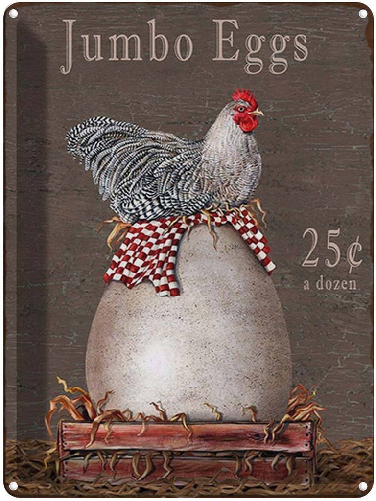 Blechschild 40x30 cm Huhn jumbo Eggs 25 c a dozen