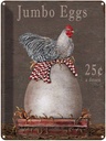 Blechschild 40x30 cm Huhn jumbo Eggs 25 c a dozen