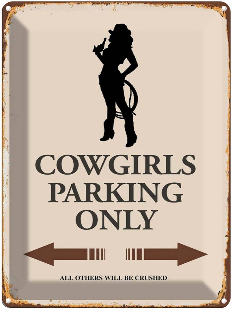 Blechschild 40x30 cm Cowgirls parking only
