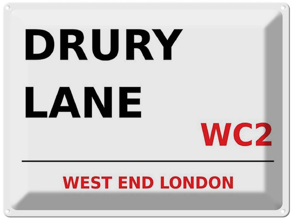 [LA-1791785] Blechschild 30x40 cm London west end Drury Lane WC2