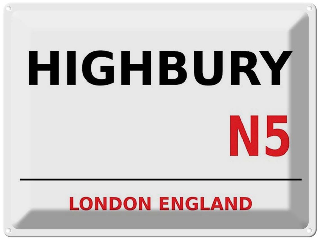 [LA-1791787] Blechschild 30x40 cm London England Highbury N5