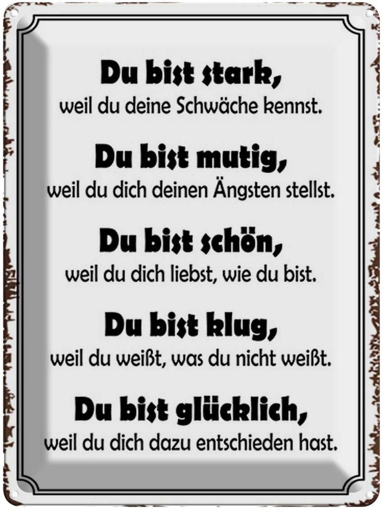 [LA-1791871] Blechschild 40x30 cm Du bist stark, mutig, schön Spruch Zitat