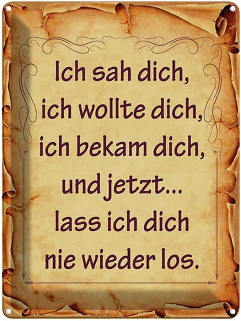 [LA-1791874] Blechschild 40x30 cm ich sah dich bekam und Spruch Zitat