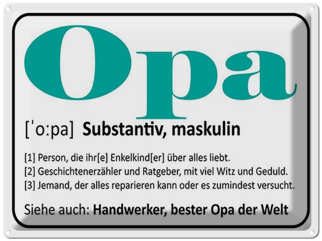 [LA-1791891] Blechschild 30x40 cm Opa Handwerker bester Welt Spruch Zitat