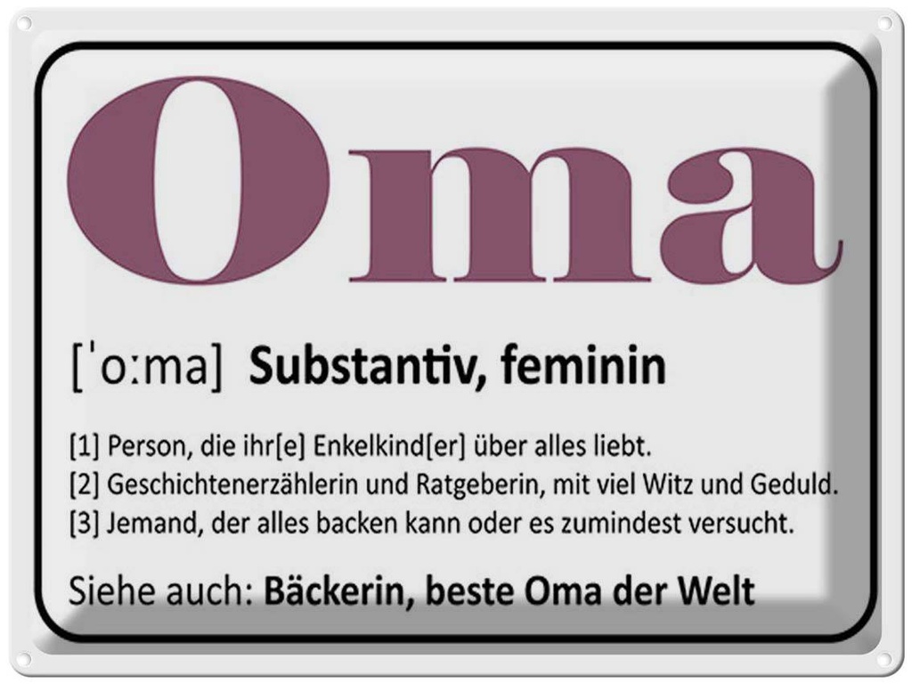 [LA-1791894] Blechschild 30x40 cm Oma Bäckerin beste Welt Spruch Zitat