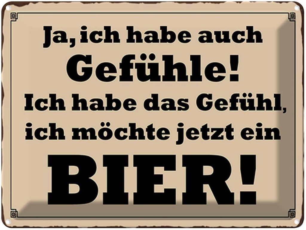 [LA-1791898] Blechschild 30x40 cm habe Gefühl ich möchte ein Bier Spruch Zitat