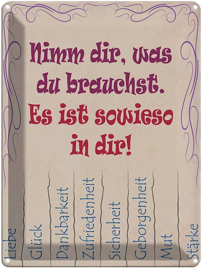 [LA-1791915] Blechschild 40x30 cm Nimm dir was du brauchst Liebe