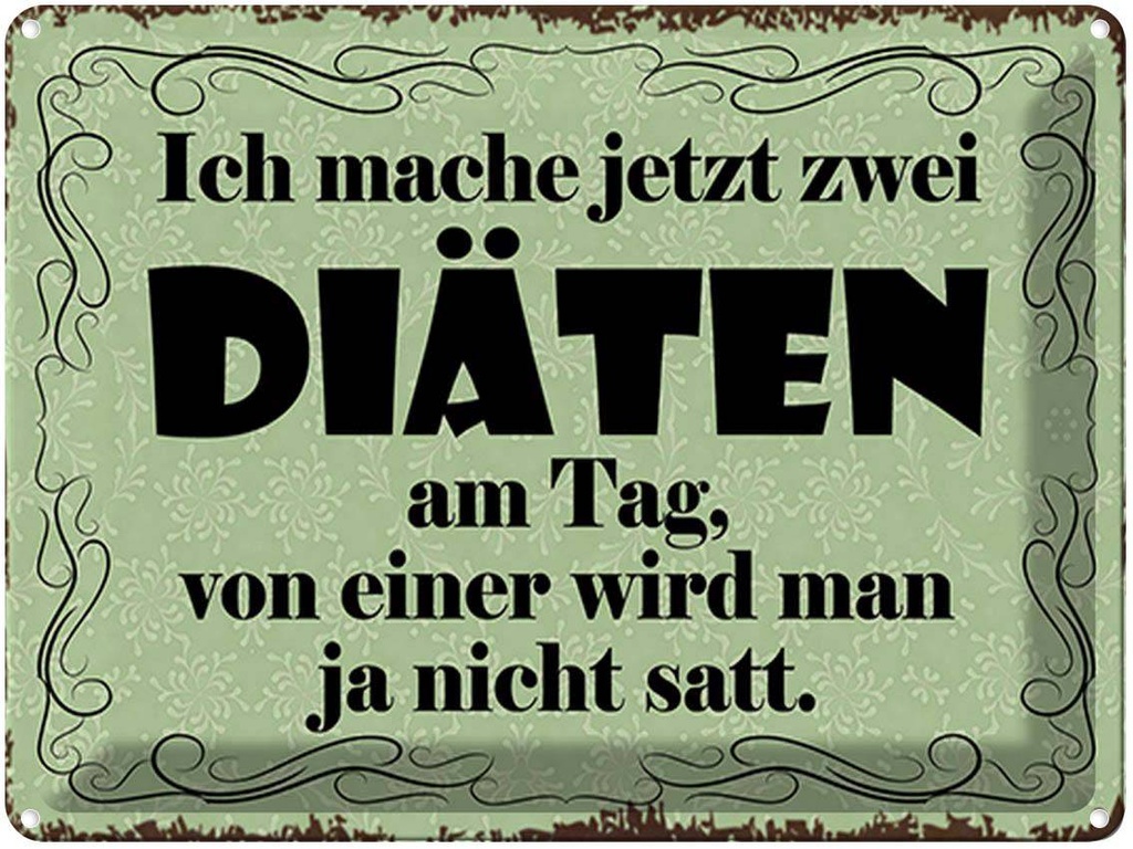 [LA-1791916] Blechschild 30x40 cm ich mache jetzt zwei Diäten Spruch Zitat