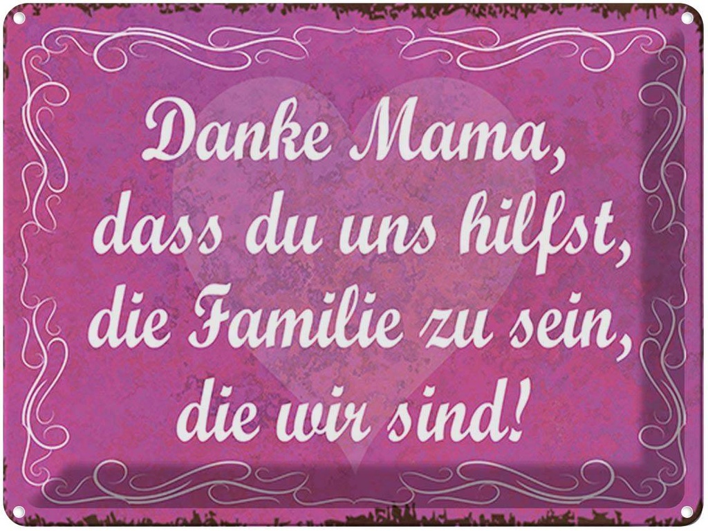 [LA-1791920] Blechschild 30x40 cm Danke Mama dass du uns hilfst Spruch Zitat