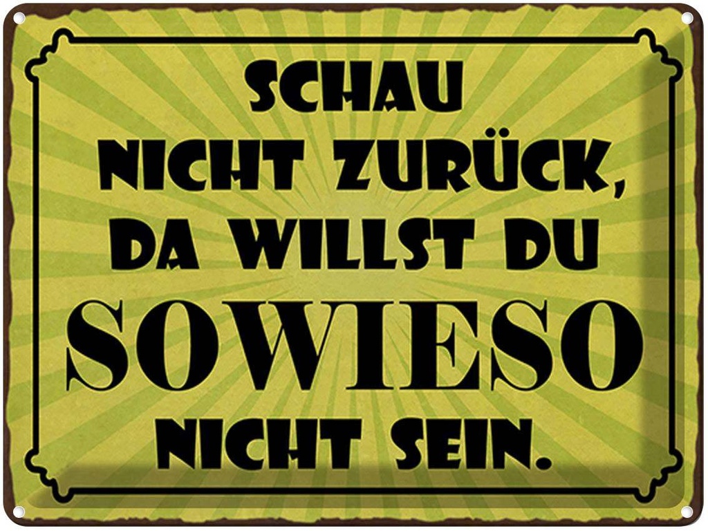 [LA-1791921] Blechschild 30x40 cm schau nicht zurück Spruch Zitat