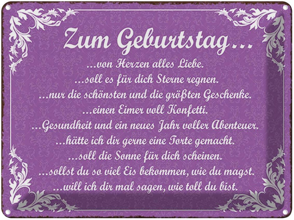 [LA-1791924] Blechschild 30x40 cm zum Geburtstag alles Liebe Spruch Zitat