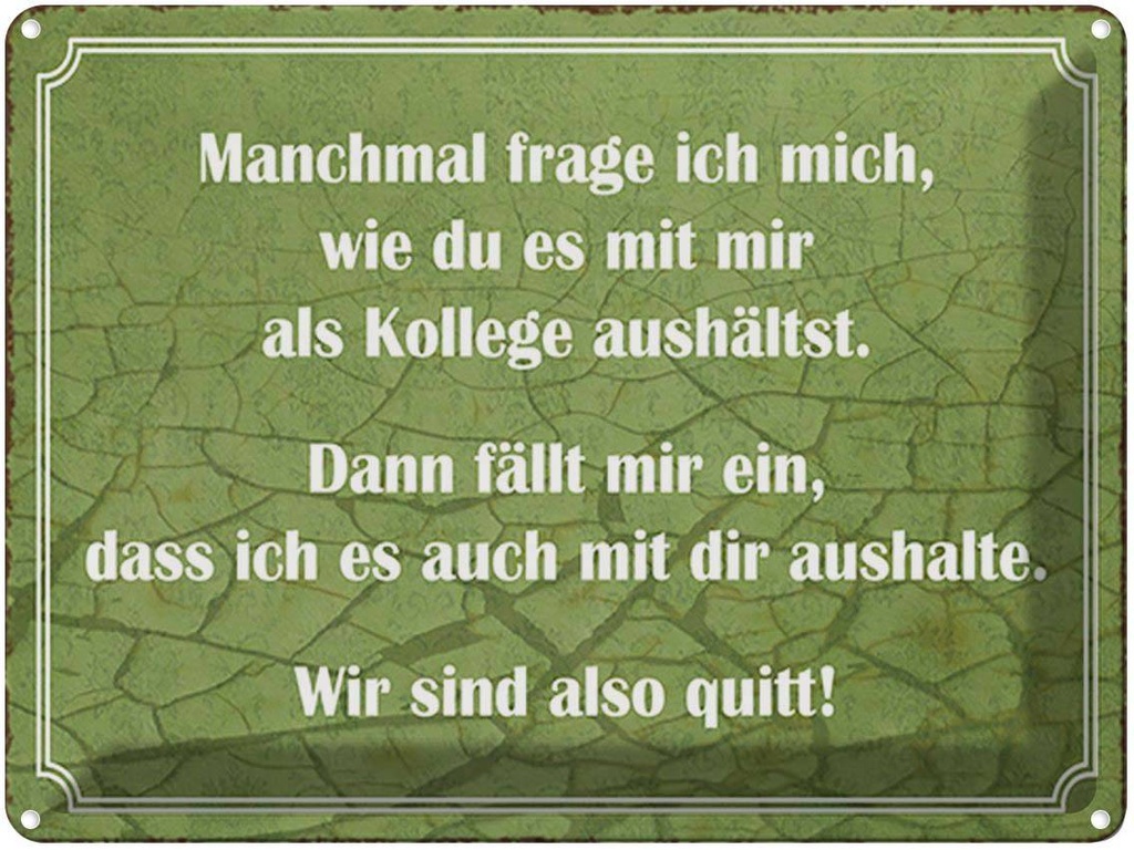 [LA-1791927] Blechschild 30x40 cm wie du mit mir als Kollege Spruch Zitat