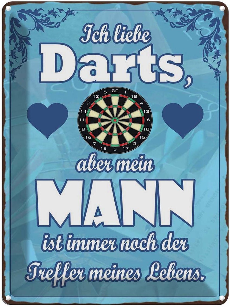 [LA-1791943] Blechschild 40x30 cm ich liebe Darts aber mein Mann Spruch Zitat