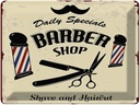 Blechschild 30x40 cm Barbershop shave and haircut