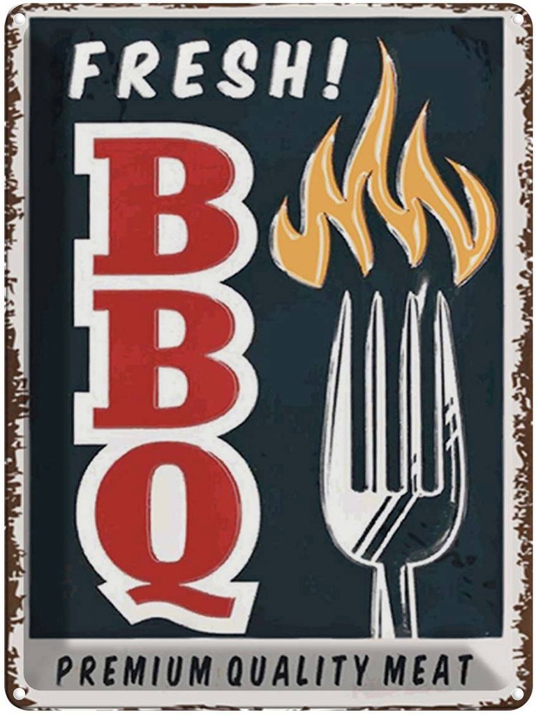 [LA-1791982] Blechschild 40x30 cm fresh BBQ Grill Premium Quality