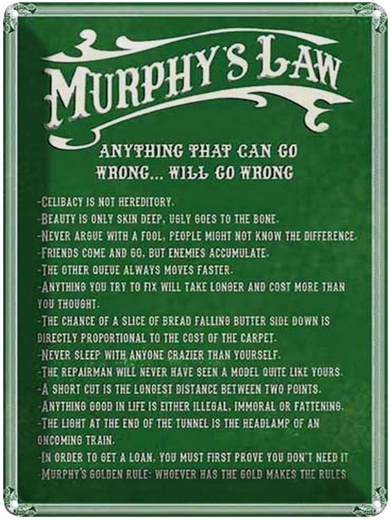 [LA-1791983] Blechschild 40x30 cm Murphy's Law Anything That Can
