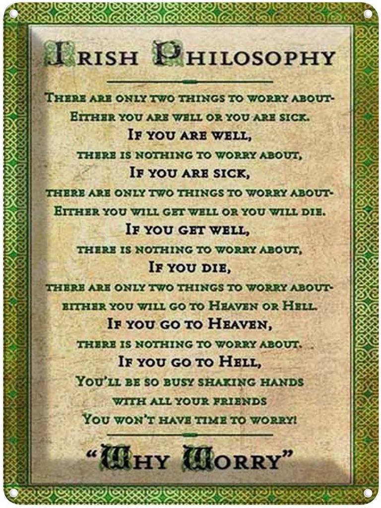[LA-1791984] Blechschild 40x30 cm Irish Philosophy there are only