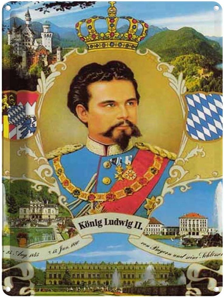 [LA-1791989] Blechschild 40x30 cm Portrait Ludwig II König Bayern King Bildmotiv