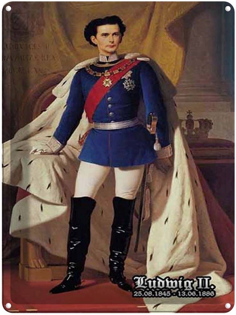 [LA-1791990] Blechschild 40x30 cm Portrait Ludwig II König 1845 Bayern