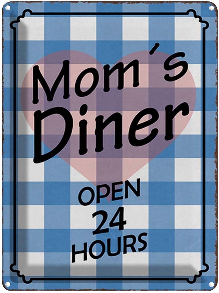 [LA-1791991] Blechschild 40x30 cm Mom´s Diner open 24 hours Herz Amerika USA American