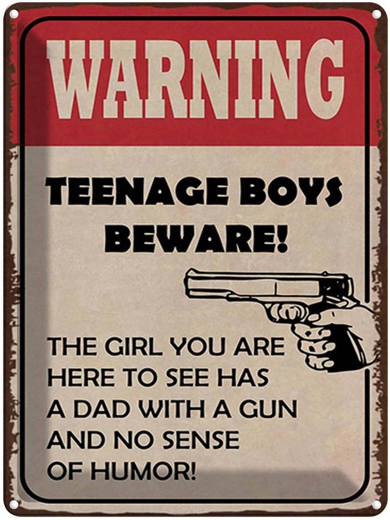 [LA-1791999] Blechschild 40x30 cm warning teenage boys beware